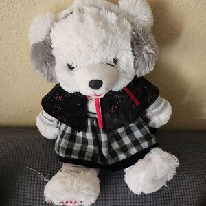 Plush Bear Toy with Black and White Outfit